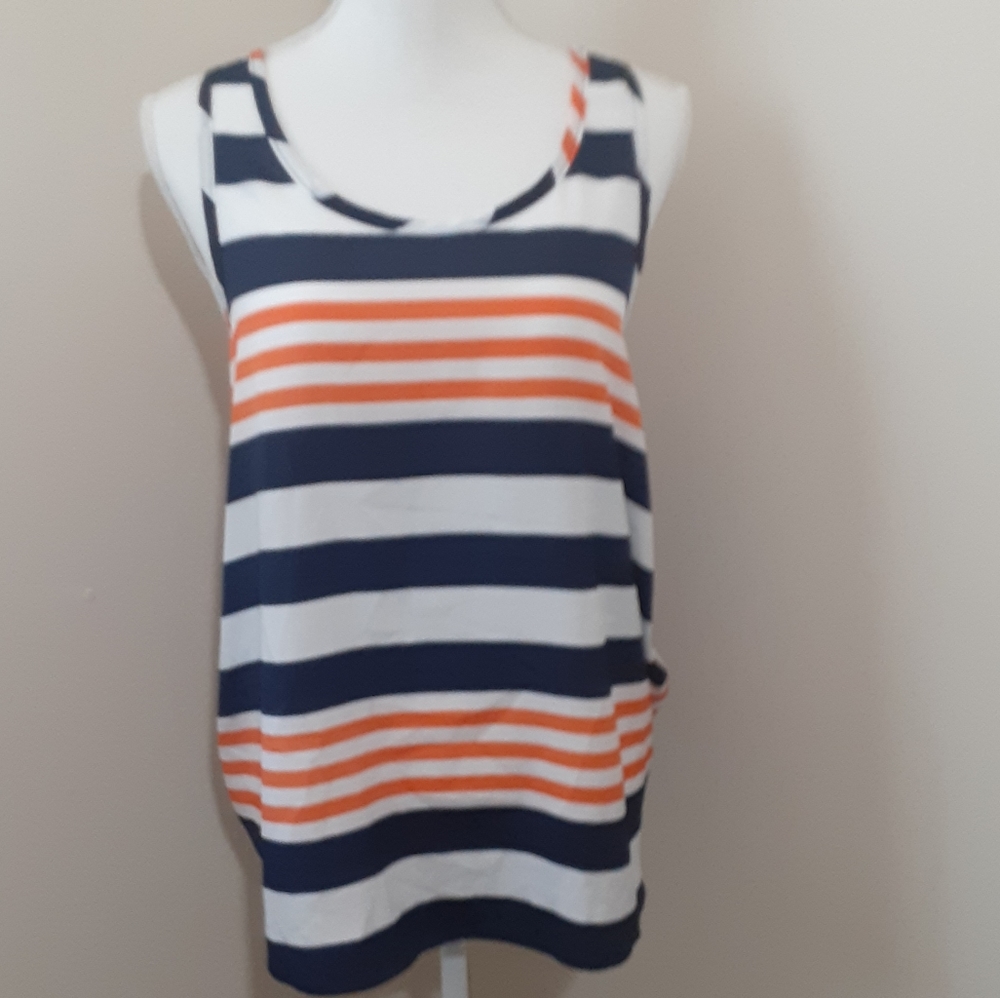 Studio Y Striped Sleeveless Blouse Sz Medium